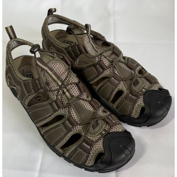 Skechers Mens Norvick Brown Leather Slip In Fisherman Sandal Size 11 - Picture 4 of 8